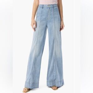 Dee Ocleppo Aero Washed Tabitha Seamed Light Blue Wide-Leg Jeans